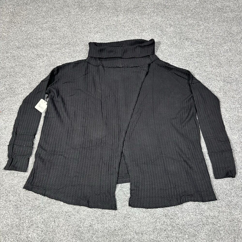 Free People Womens Juicy Medium Black Long Sleeve Cowl Split Back NWT MSRP $88 - Picture 3 of 8